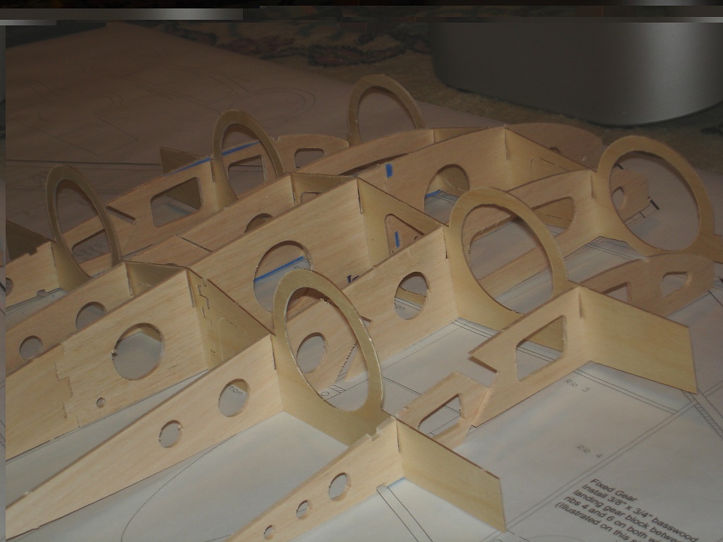 Parts cut from plywood for Horten HO-229 flying wing plane